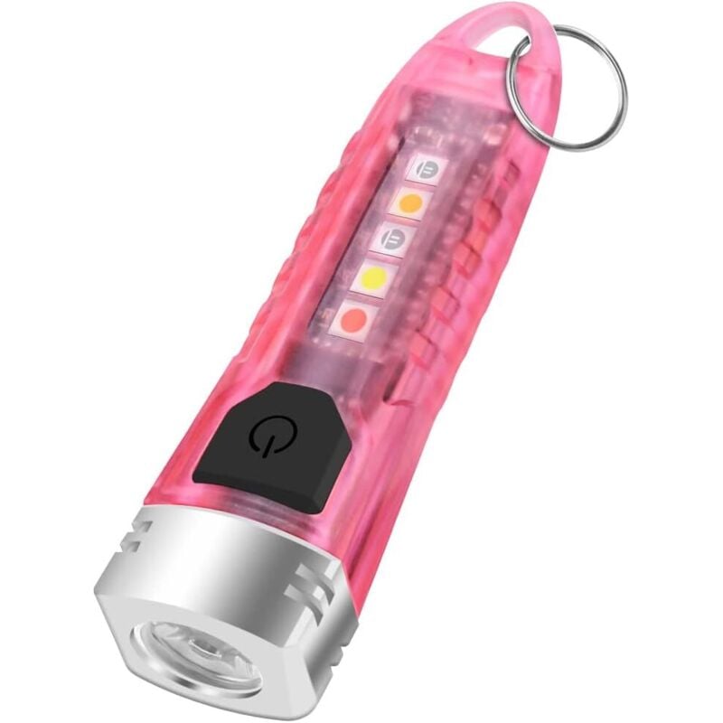 Mini-Taschenlampe, wiederaufladbar, 10 Modi, Schlüsselanhänger-Taschenlampe, rote LED, UV-Lampe, wasserdichte Mini-Taschenlampe für Camping,