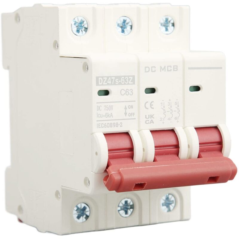 Miniatur-3P-Gleichstrom-Leistungsschalter DZ47s 63Z, 35-mm-DIN-Schienen-Leistungsschalter für Solaranlagen