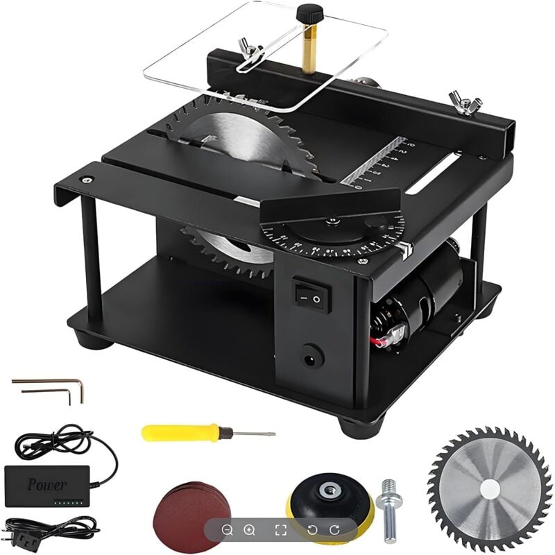Miniatur-Tischkreissäge, tragbare Tischkreissäge, 200-W-Schiebetischsäge, 0–90°-Schrägschnitt, 35 mm Schnitttiefe, 3000 U/min, für Holz, Metall und