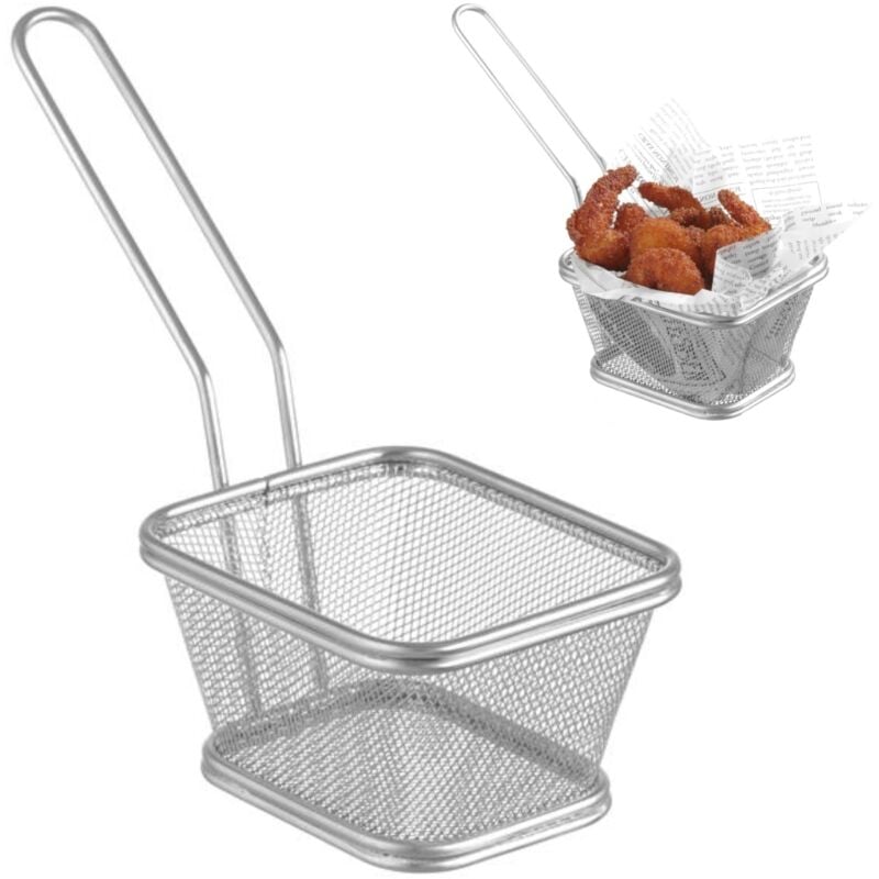 Miniatur-Servierkorb für frittierte Snacks mit Griff 105x90x60 mm - Hendi 425664
