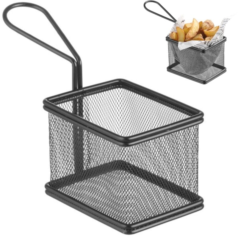 Miniatur-Servierkorb für frittierte Snacks mit Griff 100x80x75 mm - Hendi 425619