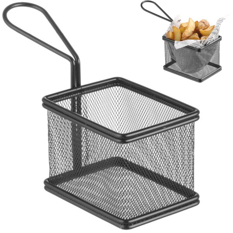 Miniatur-Servierkorb für frittierte Snacks mit Griff 100x80x75 mm - Hendi 425619