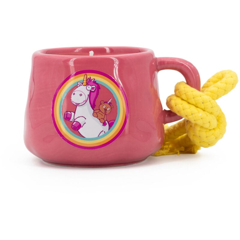 Minions Duftkerze 'Fluffy', Keramiktasse, Brenndauer 40h, Geschenkidee, Keramik, Paraffinwachs, Baumwolle