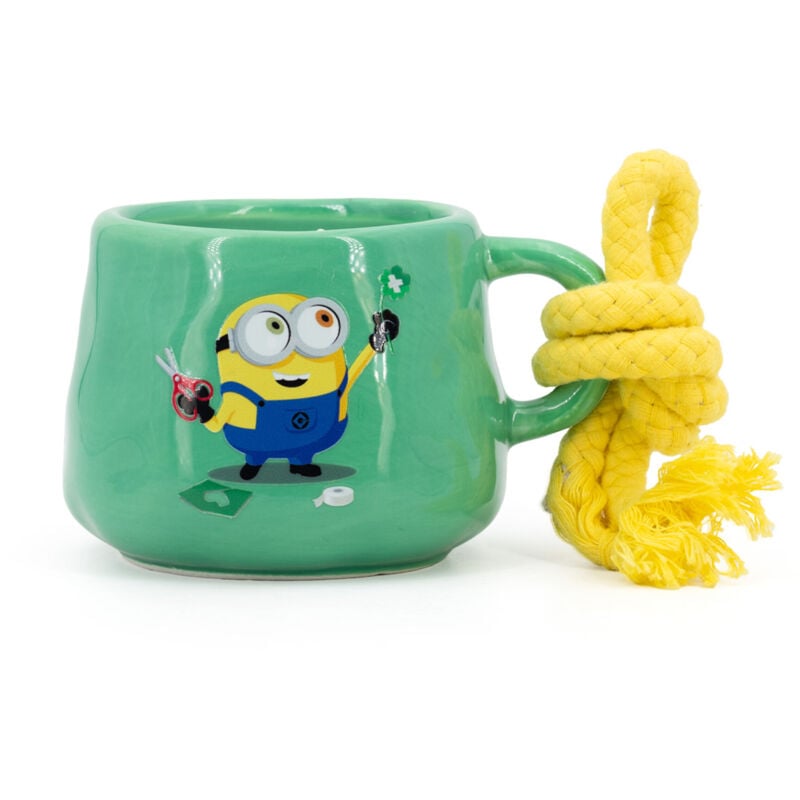 Minions Duftkerze 'Bob', Keramiktasse, Brenndauer 40h, Geschenkidee, Keramik, Paraffinwachs, Baumwolle
