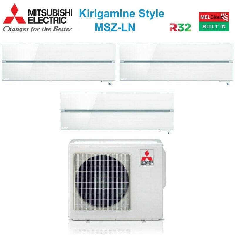 Trial Split Inverter Klimagerät Serie Kirigamine Style msz-ln 9+12+12 mit MXZ-3F54VF Pearl White R-32 Wi-Fi Integrated Colour 9000+12000 - Mitsubishi