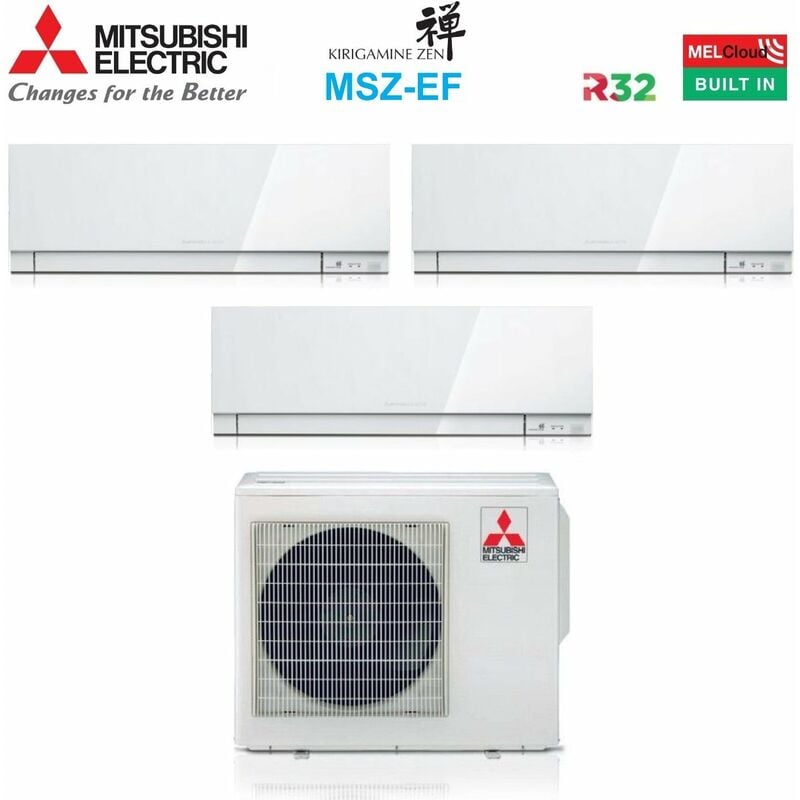 Trial Split Inverter Klimagerät Serie kirigamine zen white msz-ef 9+9+18 mit MXZ-3F54VF R-32 Wi-Fi Integrated Farbe Weiß 9000+9000+18000 - Mitsubishi