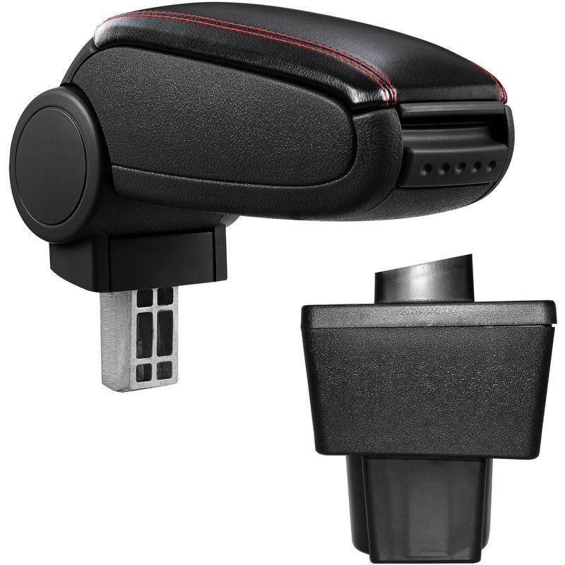 Pro.tec - Mittelarmlehne Skoda Yeti mit Staufach Kunstleder Schwarz mit roten Nähten