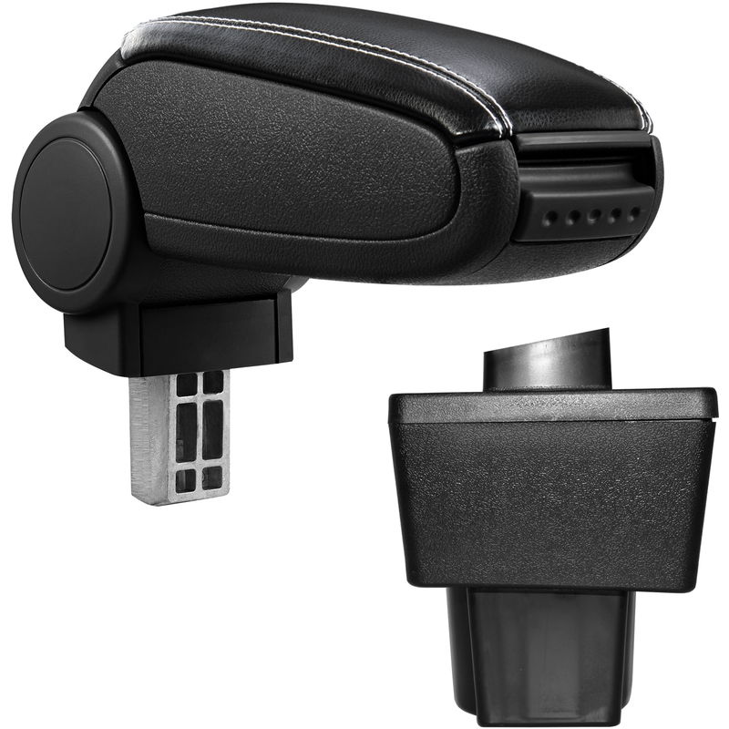 Mittelarmlehne Skoda Yeti mit Staufach Kunstleder Schwarz mit weißen Nähten pro.tec