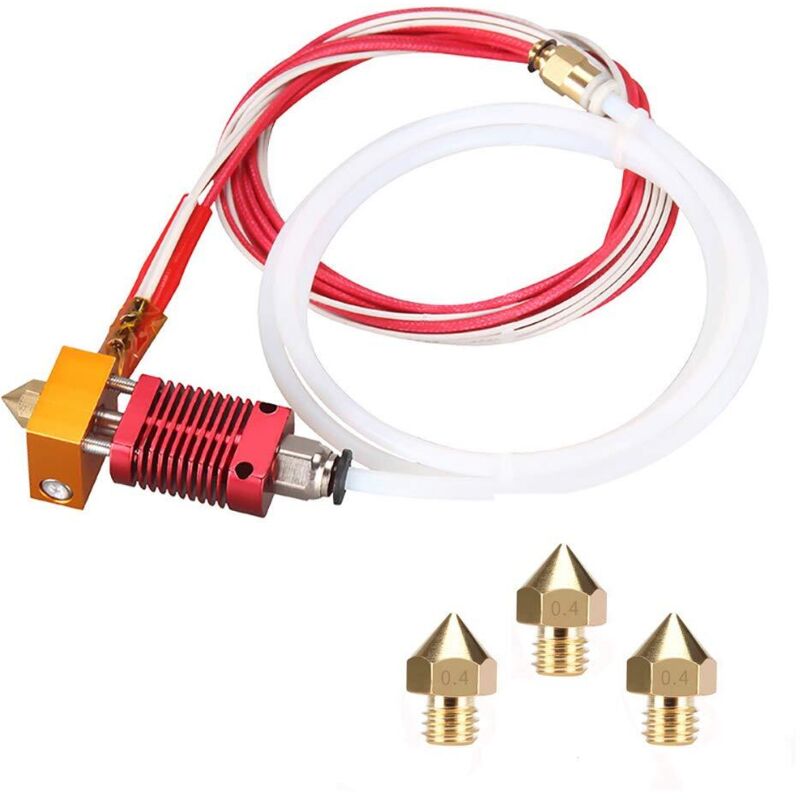 MK8 Hotend 3D-Drucker-Düsenset, kompatibel mit Alfawise U20, U30 und Creality Ender 3. Montiertes MK8 Extruder-Hotend-Set mit 0,4-mm-Düse, 24 V, 40 W.