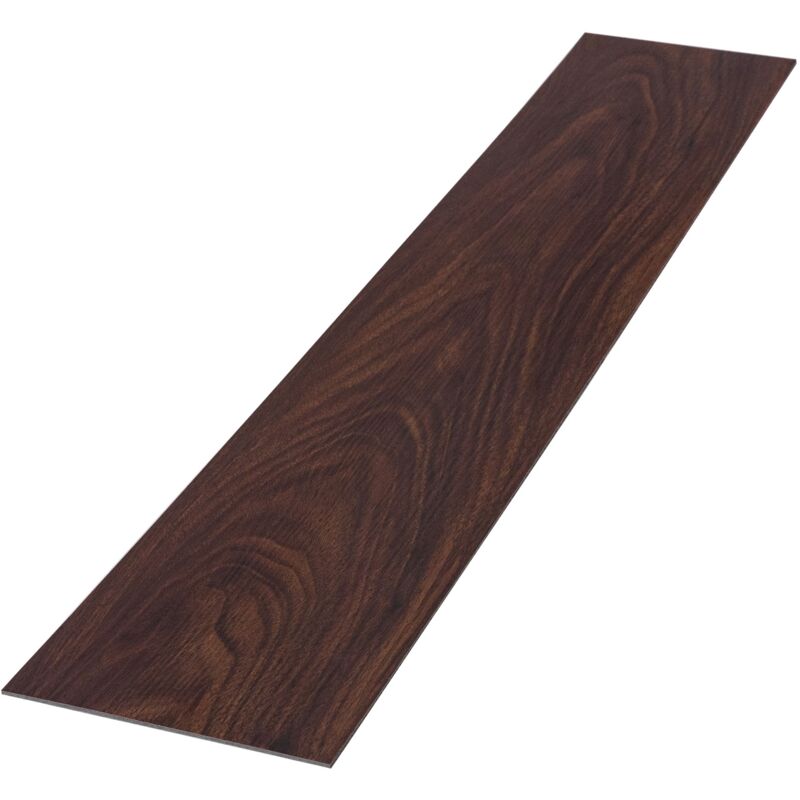 Deluxe pvc Bodenbelag, Selbstklebende Vinyl-Dielen, Vinylboden, 91,5 cm x 15,3 cm x 2 mm, Dicke 2 mm, 6,69m²/48 Dielen, Rot-Braun Nuss, Holzoptik,