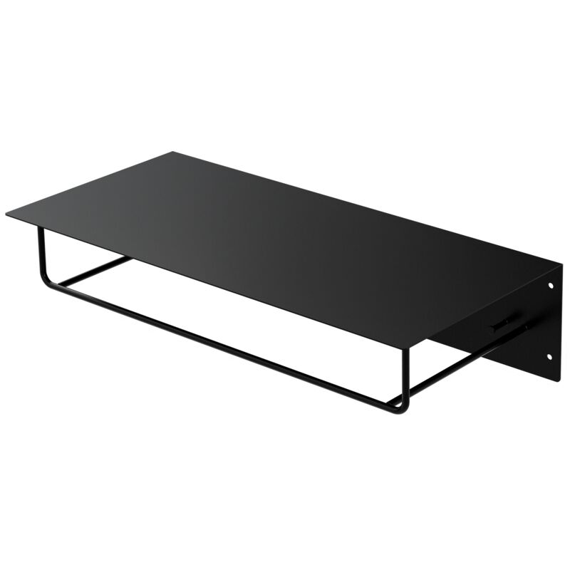 Ml-design - Wandgarderobe mit Hakenleiste, Kleiderstange & Hutablage, 60x30x15 cm, Schwarz, Metall Flurgarderobe für Jacken & Mäntel, Garderobe,