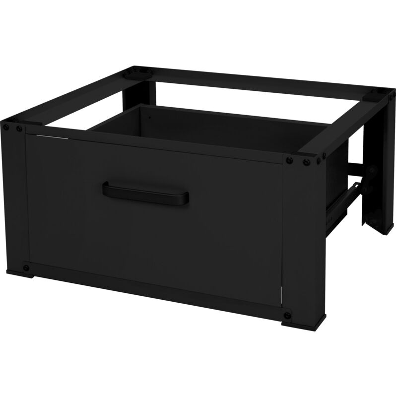 Ml-design - Waschmaschinen Untergestell mit Schublade 63x54cm Stahl Schwarz bis 150kg, Waschmaschinen-Unterschrank, Stabiler Waschmaschinensockel,