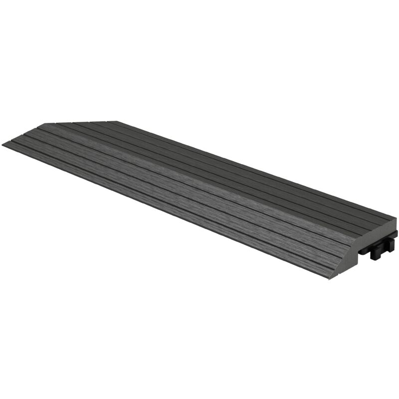 Ml-design - wpc Abschlussleiste Ecke links Anthrazit für Terrassenfliesen, 38x2x7,5 cm, Holzoptik, Abdeckleiste Eckleiste geriffelt mit Drainage und