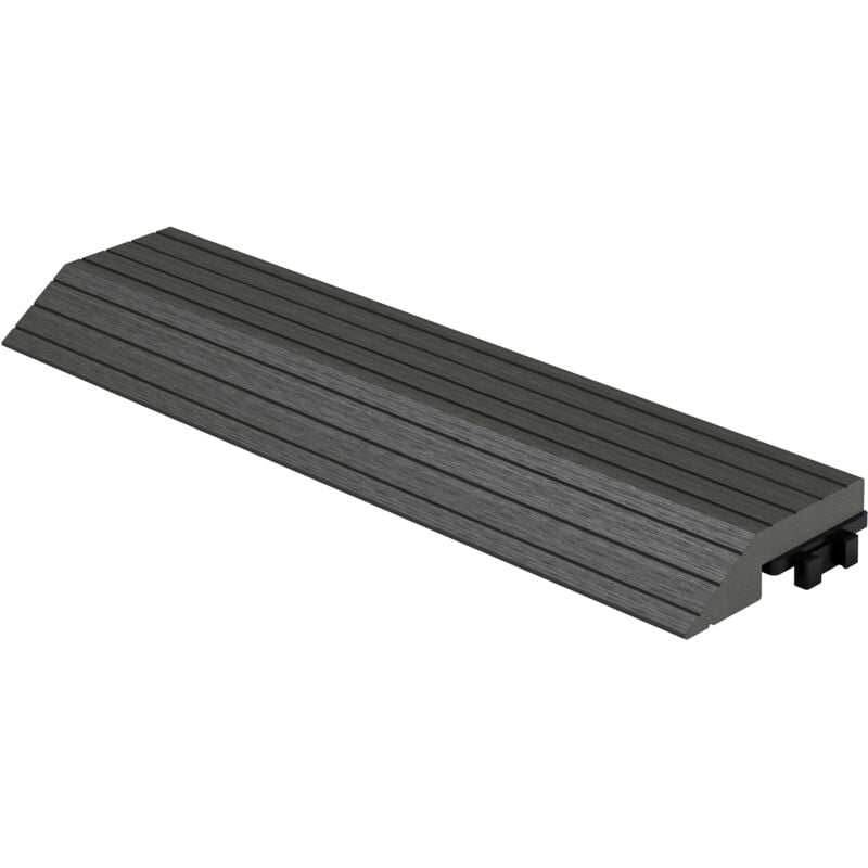 Ml-design - wpc Abschlussleiste gerade Anthrazit für Terrassenfliesen, 30x2x7,5 cm, Holzoptik, WPC-Fliesen Abdeckleiste geriffelt mit Klicksystem und