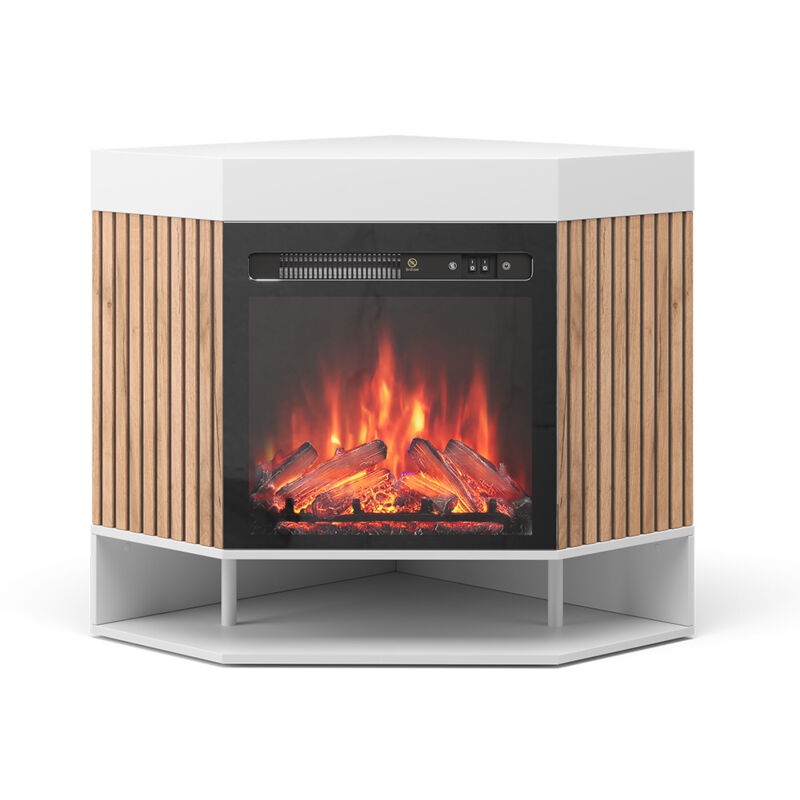 Elektrokamin Lynea, Weiß, 100 cm mit realistischem Flammeneffekt und Heizung 1800W, Vicco