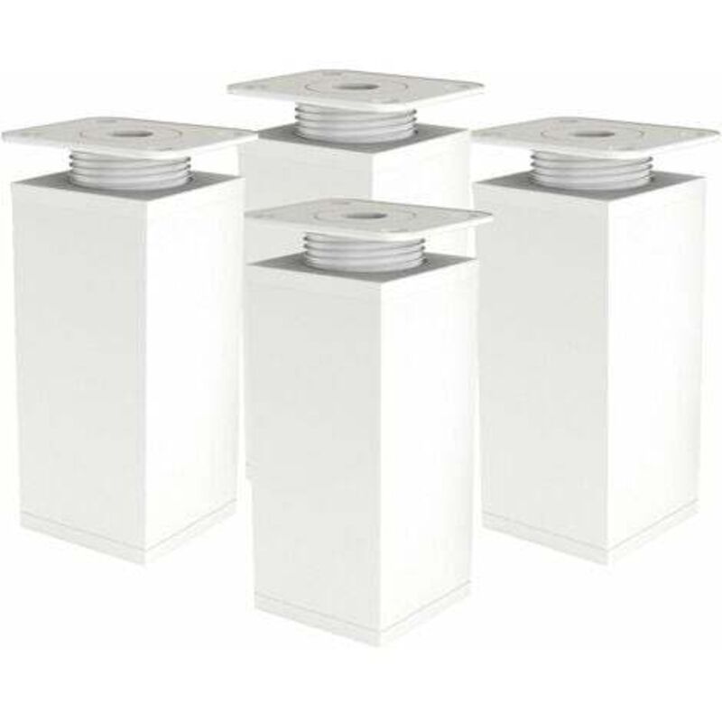 Möbelbein - Verstellbares Sofabein - Verstellbares Möbelbein - 4er Set - Eckig 40x40mm - Metallersatzteile - Montagezubehör inklusive - 120mm Weiß