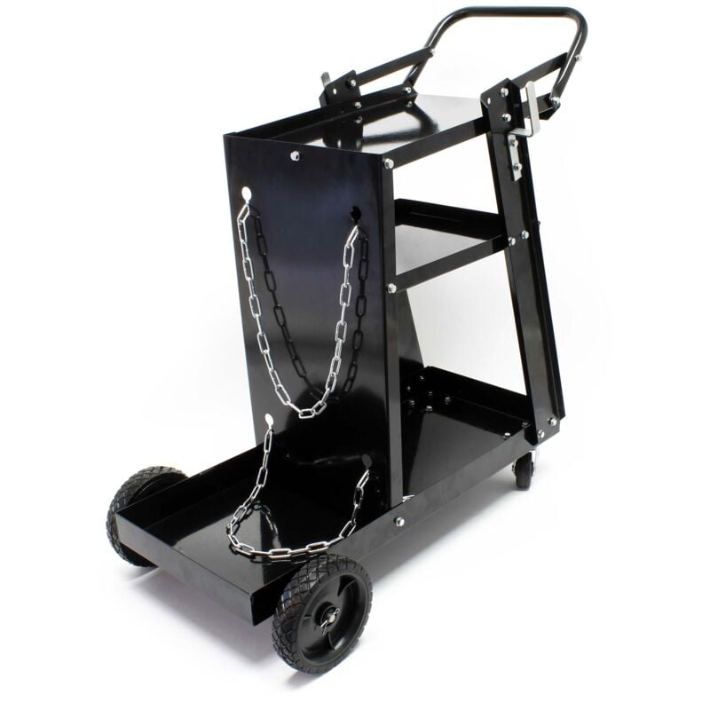 Wiltec Schweißwagen 765 x 745 x 385 mm aus Stahlblech, Werkstattwagen als Schweißmobil, Schweißgerätewagen auf Rollen, Flaschenwagen mit 3 Ablagen