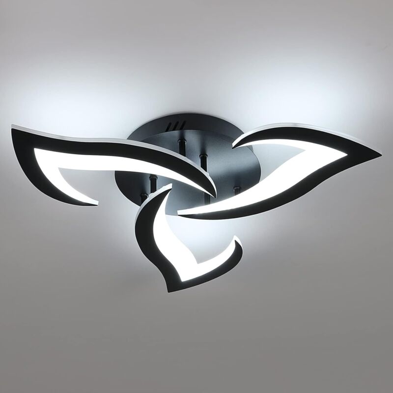 Moderne Led-Deckenleuchte, 36W 2900LM Led-Deckenleuchte Schwarz, Kreative Petalen Design Acryl-Deckenleuchte für Schlafzimmer, Wohnzimmer, Esszimmer,
