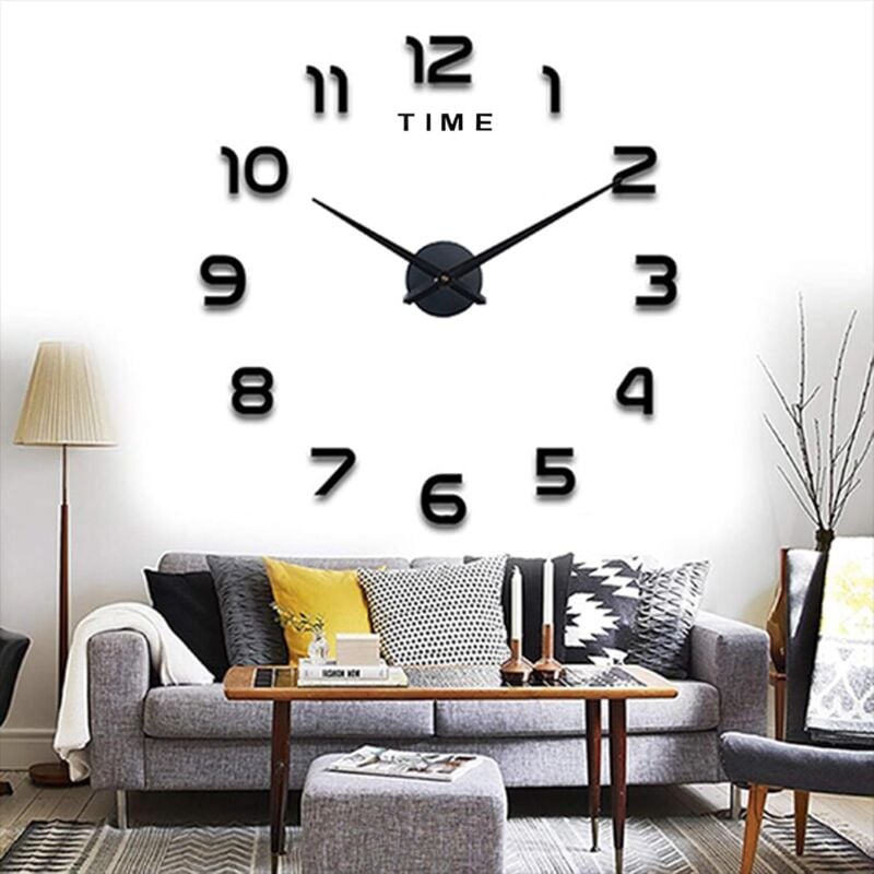 Linghhang - Moderne diy große Wanduhr, leise, moderne Metall-Wanduhr Home Office Dekorationen-Schwarz