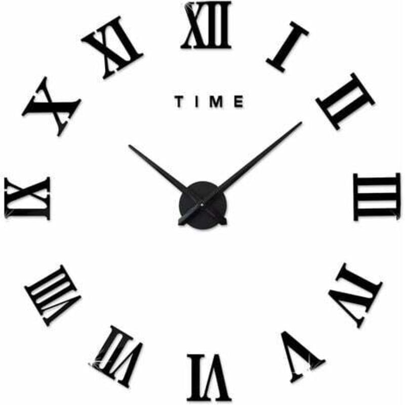 SNQ - Moderne diy große Wanduhr, römische Ziffern, große Uhr, 3D-Aufkleber, Uhr, Wanduhr, Home-Office-Dekoration, abnehmbar (Batterie nicht im