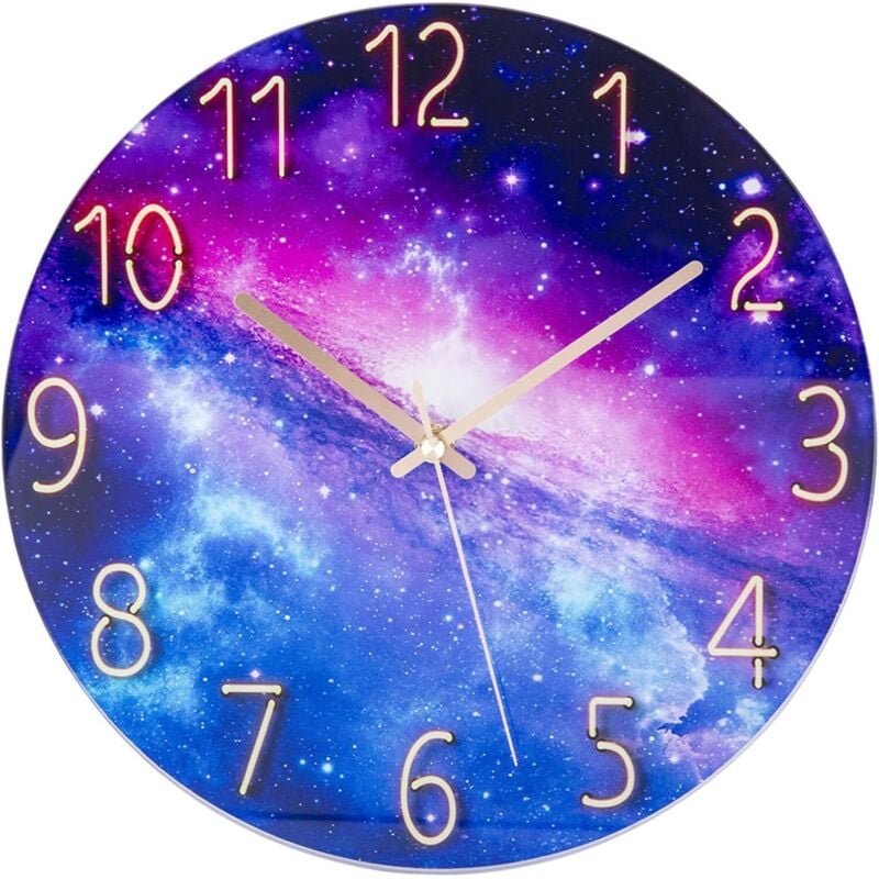 Moderne, geräuschlose Quarz-Wanduhr, 30 cm, batteriebetrieben, für Schlafzimmer, Zuhause, Küche, Schlafzimmer, Büro, Schule, Lila
