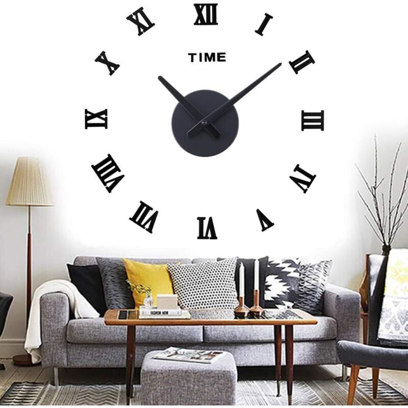 Gabrielle - Moderne große DIY-Wanduhr, 3D-Spiegelaufkleber, geräuschlose Wanduhr, moderne Wanduhr, Dekoration für das Home Office