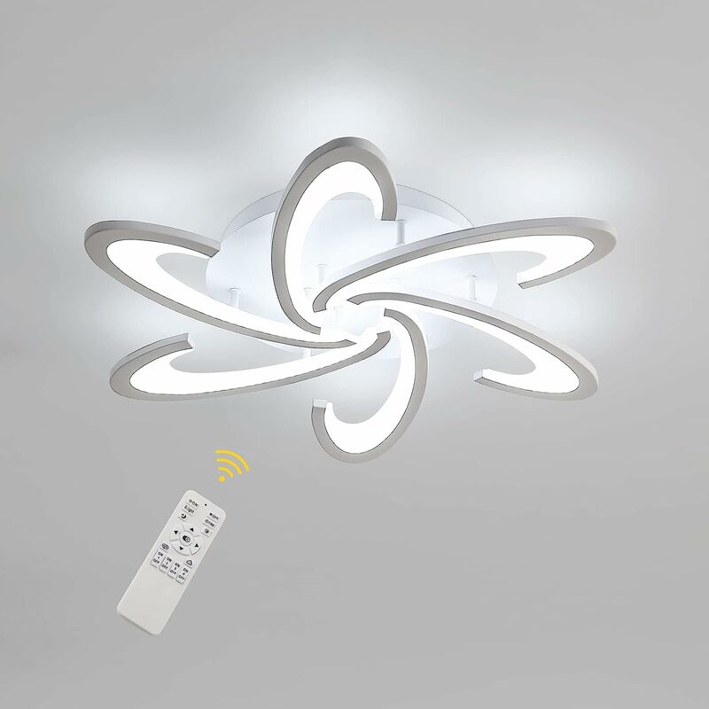 Moderne LED-Deckenleuchte, dimmbar mit Fernbedienung, 54 W, kreatives Blumenform-Design, Deckenleuchte, Metall-Acryl, moderne Blütenblätter,