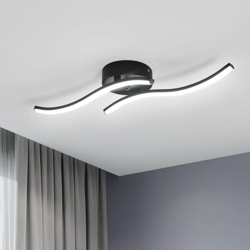 Goeco - LED-Deckenleuchte, 12 w, 1300 lm, moderne Acryl-Deckenleuchte, 6500 k kaltweißes Licht, Innen-Kronleuchter, schwarze Deckenleuchte für