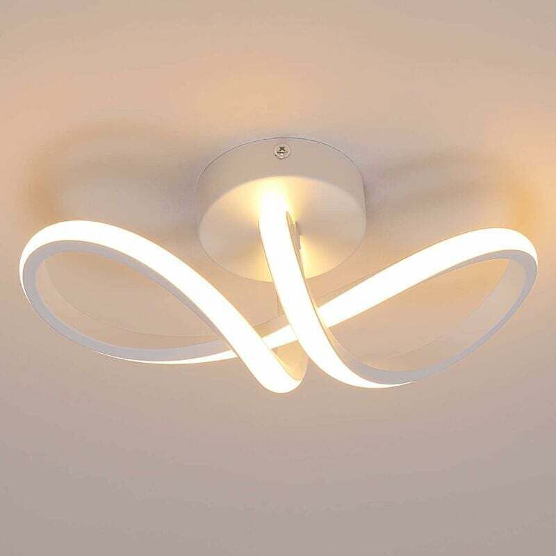 Moderne LED-Deckenleuchte, gebogene Deckenleuchte, Deckenbeleuchtung für Wohnzimmer, Schlafzimmer, Küche, Esszimmer - 20 W - Weiß - Warmes Licht 3000