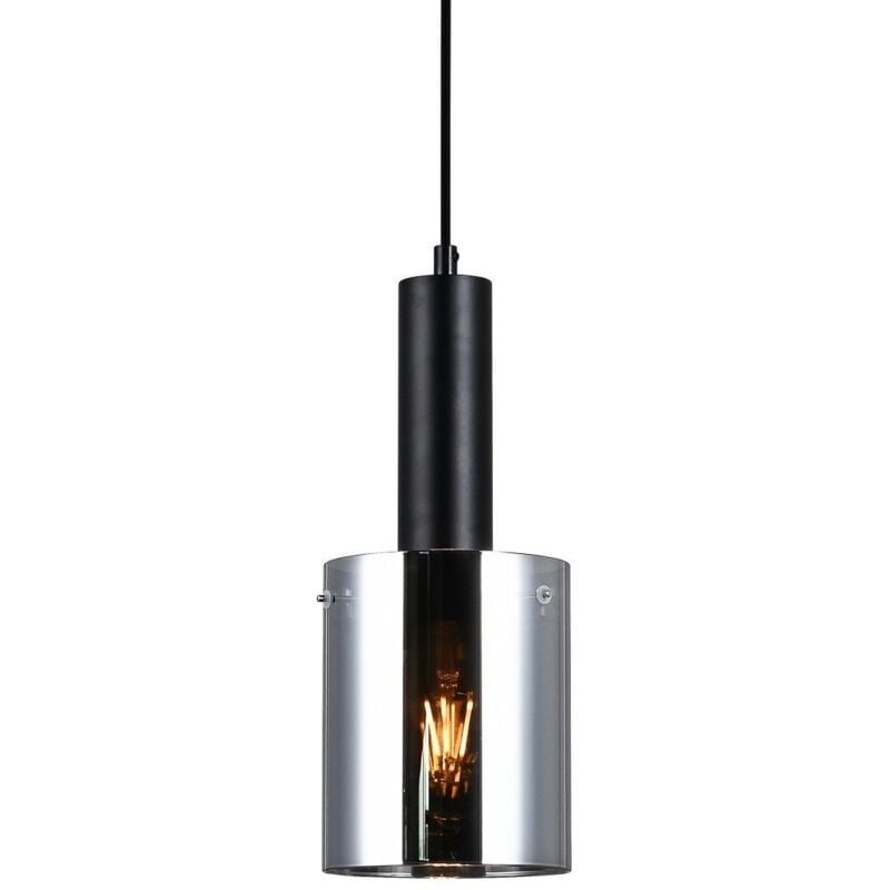 Sardo - Modern Hanging Pendant Black 1 Licht mit Glas, Smoky Shade, E27 - Italux