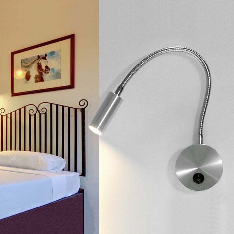Moderne silberne Wandleuchte mit flexiblem Arm – Innenbeleuchtung, Leselampe am Bett, Arbeitszimmer, Gemälde, Schalter