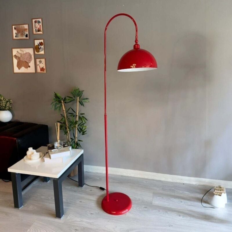 Moderne Stehlampe aus Rot Metall mit Beweglichem Kopfteil, E27-Sockel, Moderne Stehlampe für Wohnzimmer oder Schlafzimmer