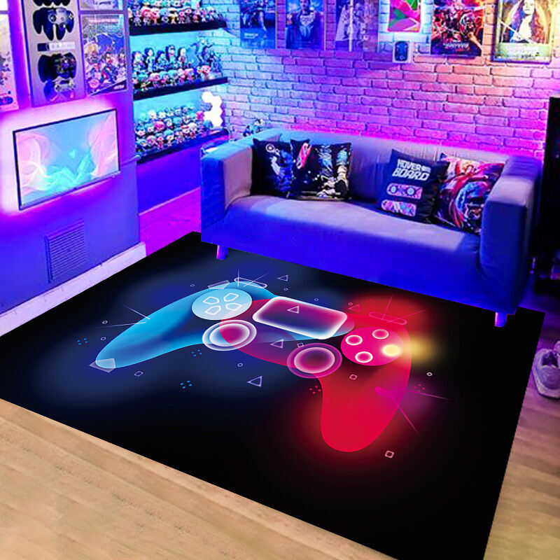 Moderner Gamer-Schlafzimmerteppich, 120 x 80 cm, Kinderzimmerteppich mit 3D-Controller-Graffiti-Design (Typ A)