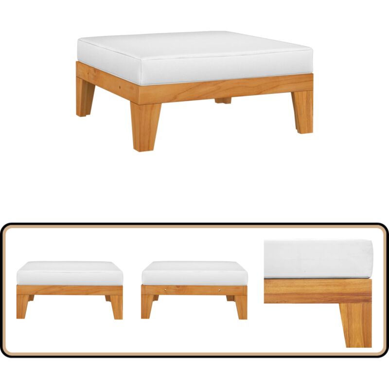 Vidaxl - Modular-Fußhocker mit Cremeweißen Kissen Akazie Massivholz - Holzfußhocker - Gartenstuhl - Loungemöbel - Outdoor Möbel - Akzidenzholzmöbel