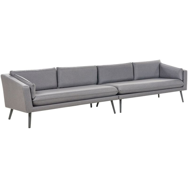 Garten-Ecksofa Grau Stoffbezug L-förmig 4-Sitzer Modulsofa Modern Garten Terrasse Wohnzimmer Möbel Wohnecke Wohnlandschaft Sitzecke Sitzmöbel