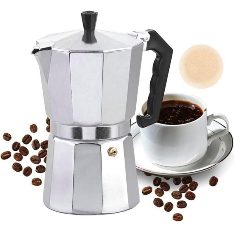 Mokkakanne, italienische Kaffeemaschine für 6 Tassen, italienische Espressomaschinen, italienische Moka-Kaffeemaschine, für Gas- und Cerankochfelder,