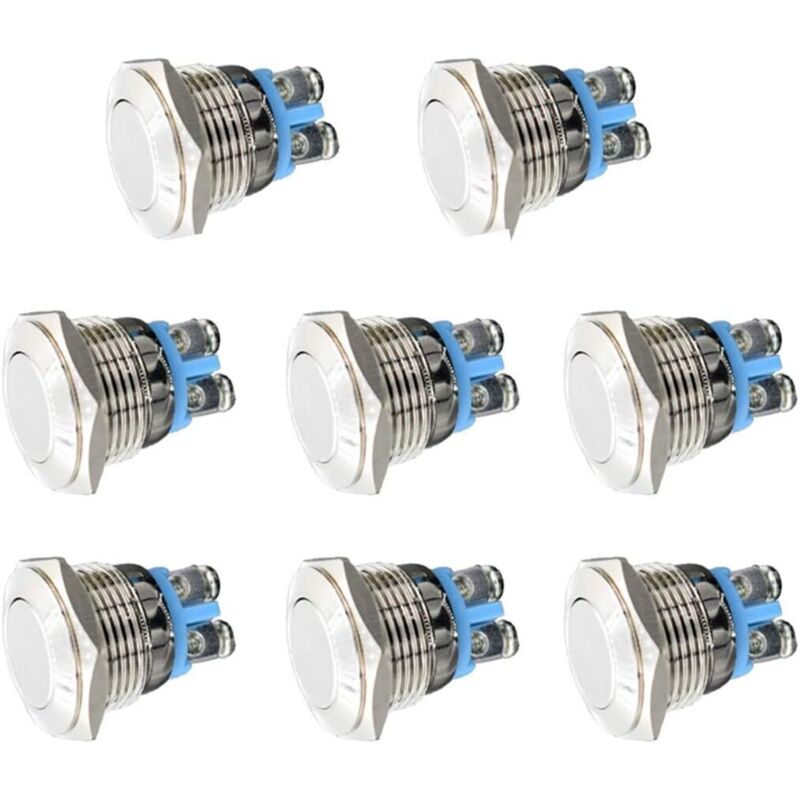Momentaner Metall-Drucktaster 12V 8 Stück 16mm für wasserdichte Boote, Autos, Wohnmobile, LKWs und Boote