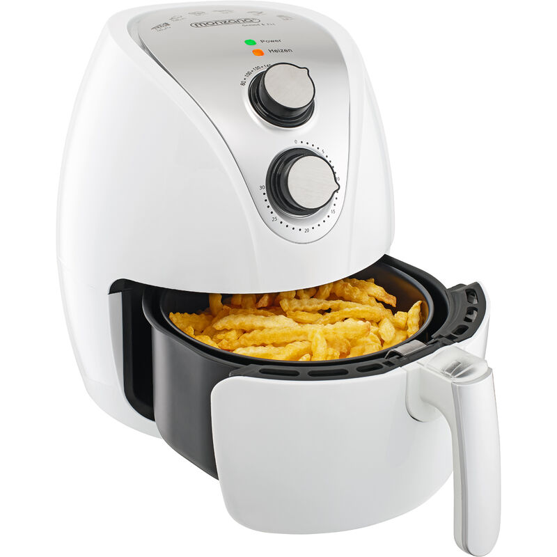 Heißluftfritteuse 1500 w Antihaftbeschichtung 9in1 Funktion 80-200°C 3,6 l Cool Touch Spülmaschinengeeignet Küche Fritteuse Heißluftofen Weiß