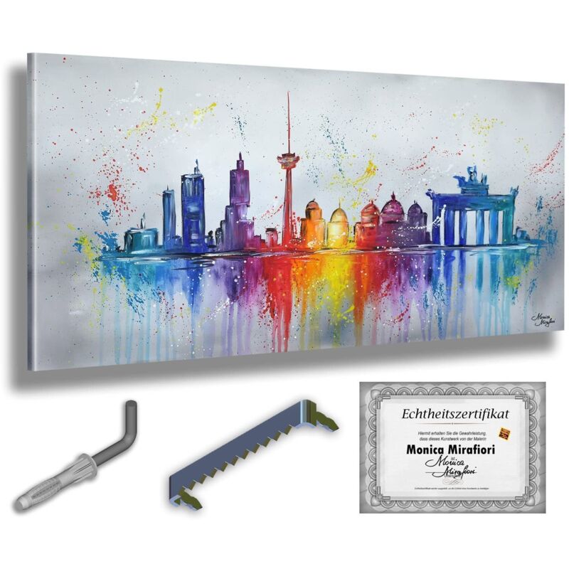 Monica Mirafiori I 100% HANDGEMALT I Gemälde Berlin I 140x70cm Gemälde Handgemalt Acrylgemälde Sehr großes Acrylbild I Moderne Kunst I Kunstbilder