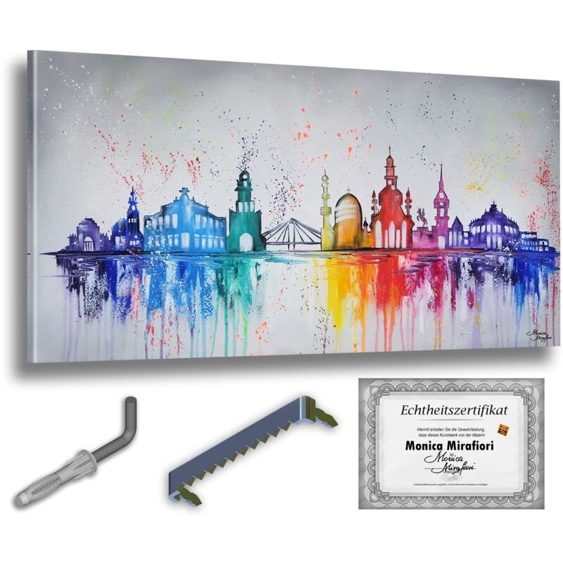 Monica Mirafiori I 100% HANDGEMALT I Gemälde Dresden I 140x70cm Gemälde Handgemalt Acrylgemälde Sehr großes Acrylbild I Moderne Kunst I Kunstbilder