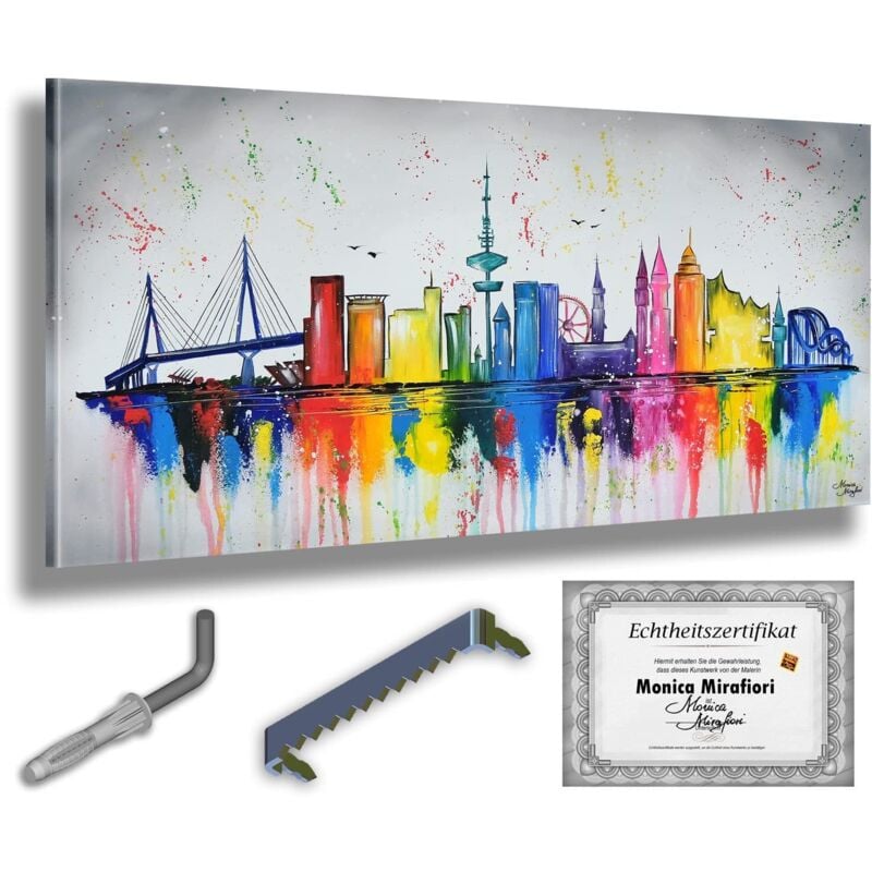 Monica Mirafiori I 100% HANDGEMALT I Gemälde Hamburg I 140x70cm Gemälde Handgemalt Acrylgemälde Sehr großes Acrylbild I Moderne Kunst I Kunstbilder