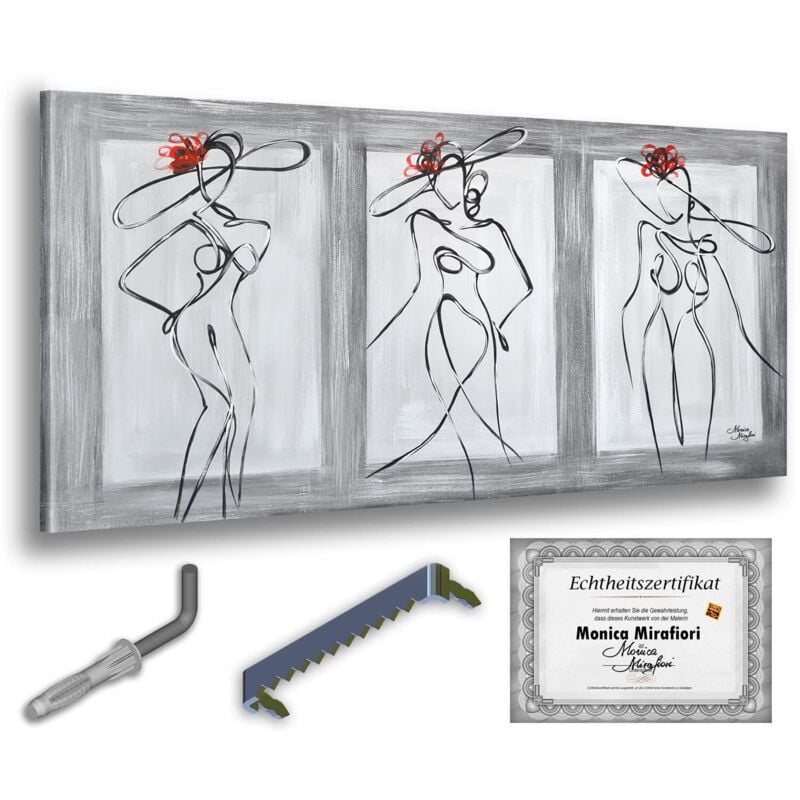 Monica Mirafiori I 100% HANDGEMALT I Gemälde Ladys 140x70cm Gemälde Handgemalt Acrylgemälde Sehr großes Acrylbild I Moderne Kunst I Kunstbilder