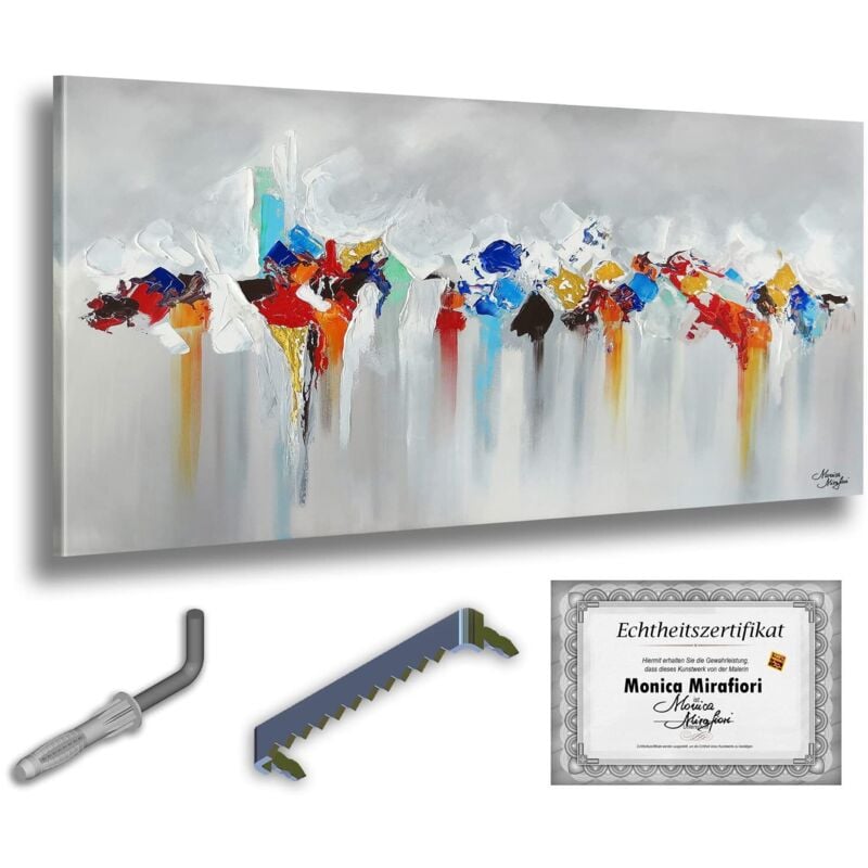 Monica Mirafiori I 100% HANDGEMALT I Gemälde L'Aventure 140x70cm Gemälde Handgemalt Acrylgemälde Sehr großes Acrylbild I Moderne Kunst I Kunstbilder