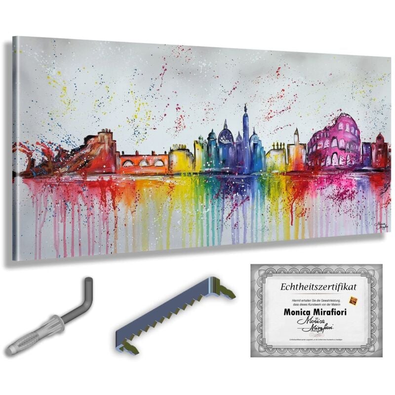 Monica Mirafiori I 100% HANDGEMALT I Gemälde Rom I 140x70cm Gemälde Handgemalt Acrylgemälde Sehr großes Acrylbild I Moderne Kunst I Kunstbilder