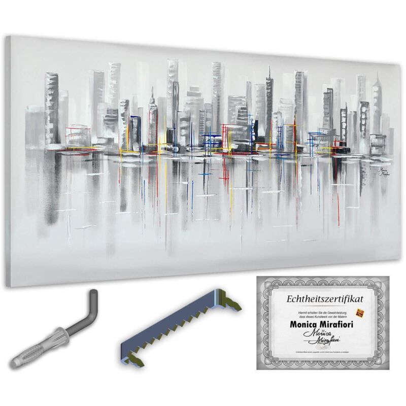 Monica Mirafiori I 100% HANDGEMALT I Gemälde Stadt I 140x70cm Gemälde Handgemalt Acrylgemälde Sehr großes Acrylbild I Moderne Kunst I Kunstbilder
