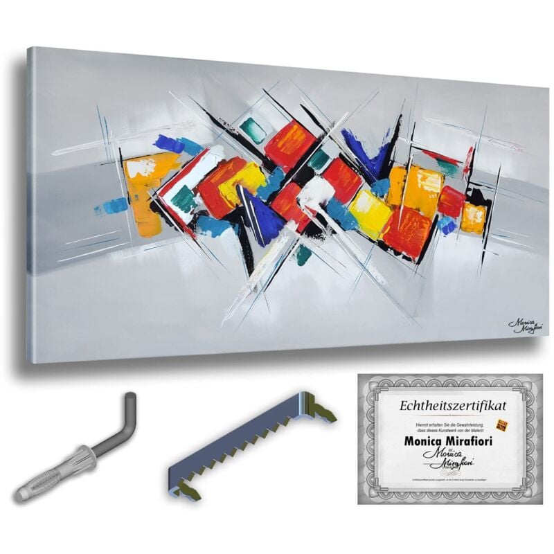 Monica Mirafiori I 100% HANDGEMALT I Gemälde Würfel 140x70cm Gemälde Handgemalt Acrylgemälde Sehr großes Acrylbild I Moderne Kunst I Kunstbilder