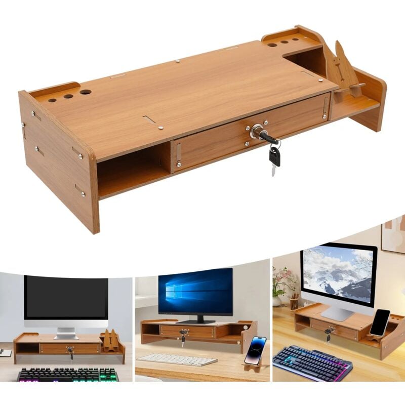 Monitor Stand Riser Monitorständer Monitorerhöhung mit Schublade Bildschirmständer Dichteplatte für Computer tv Laptop