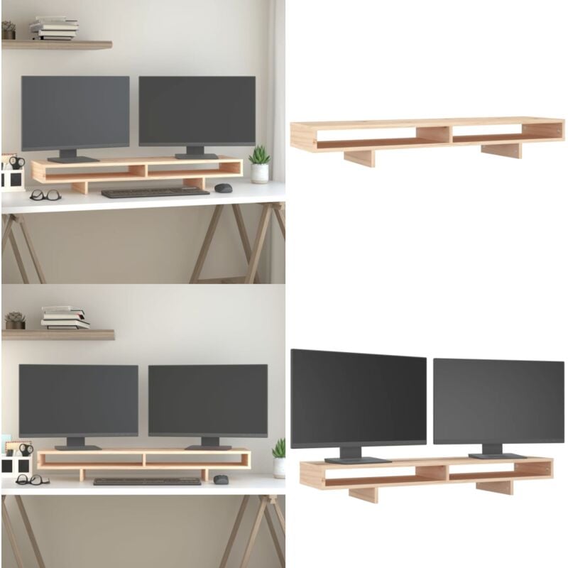 Monitorständer 100x27x14 cm Massivholz Kiefer - Monitorständer - Holzmöbel - Kiefernholzmöbel - Bürobedarf - Schreibtischorganisation - Home & Living