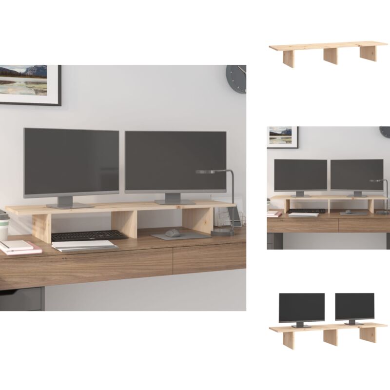 Monitorständer 100x27x15 cm Massivholz Kiefer - Monitorständer - Holzmöbel - Kiefernholzmöbel - Bürobedarf - Schreibtischorganisation