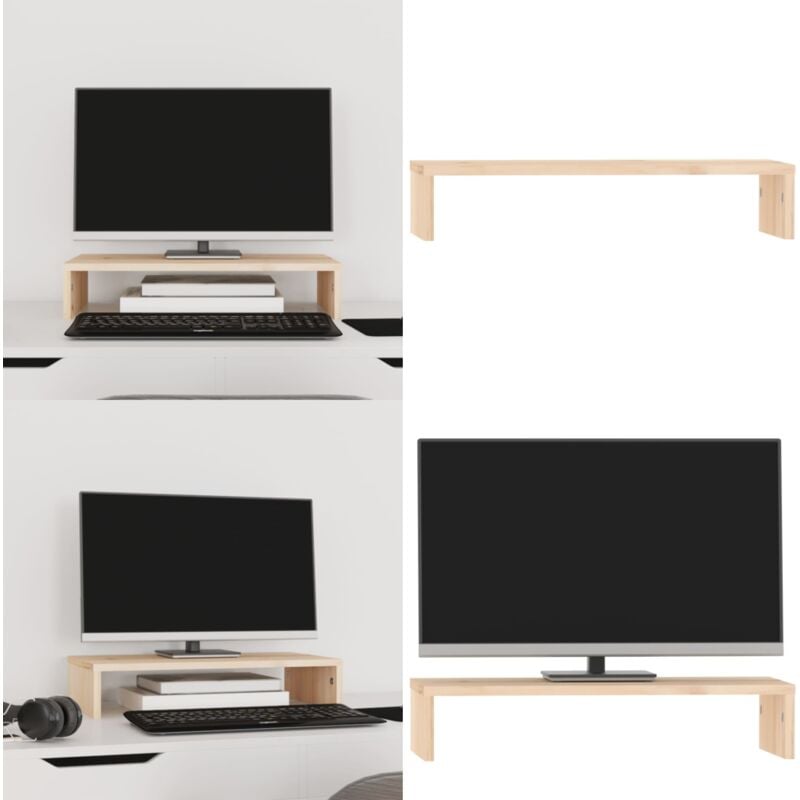 Monitorständer 50x27x10 cm Massivholz Kiefer - Monitorständer - Holzmöbel - Kiefernholz - Bürobedarf - Schreibtischorganisation - Home & Living